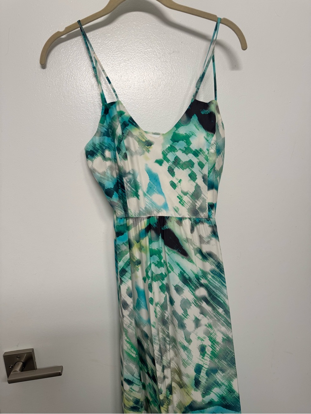 Parker Teal & Green Abstract Print Maxi Dress